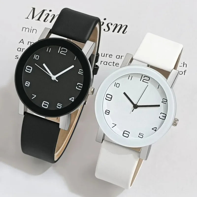 Fashion Leather Quartz Watch – Casual Digital Wristwatch for Women & Men, Couple Watch Gift