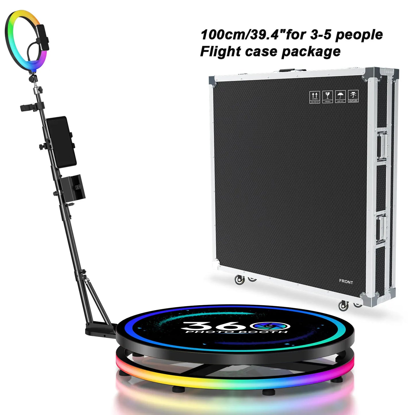 360° Rotating Photo Booth Machine – Portable Automatic Selfie Booth with App Control for Parties & Events