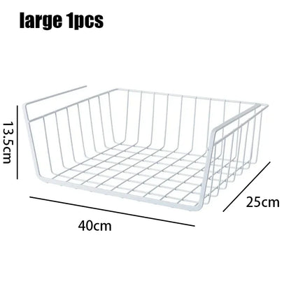 Multipurpose Hanging Closet Storage Basket — Metal Organizer for Kitchen Cabinets, Desks, and Home Use