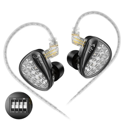KZ ZA12 2DD+4BA Hybrid IEM Headphones – Wired In-Ear Monitor with Adjustable Tuning, HiFi Sound, Sports & Gaming Noise-Canceling Earphones