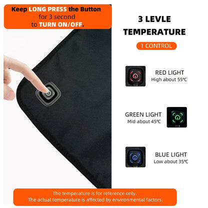 Winter USB Heated Seat Cushion 90x43cm – Waterproof 3-Level Temperature Heating Pad for Car, Office, Bed & Outdoor Use