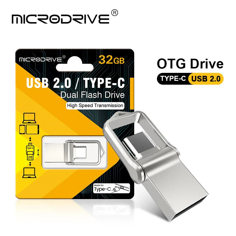 Type-C USB OTG Flash Drive Mini Pen Drive – USB 2.0 Memory Stick 8GB/16GB/32GB/128GB/256GB/512GB Storage for Phone & PC
