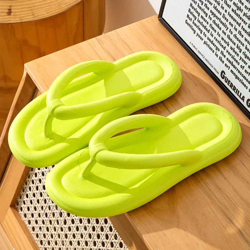 Women’s Candy Color EVA Flip Flops - Soft Bottom Non-Slip Summer Beach Cloud Slides