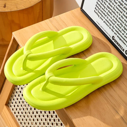 Women’s Candy Color EVA Flip Flops - Soft Bottom Non-Slip Summer Beach Cloud Slides