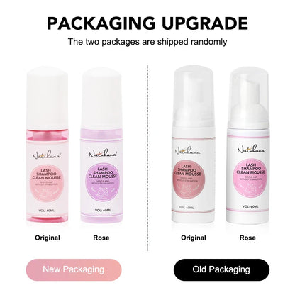 NATUHANA 60ml Gentle Lash Cleansing Mousse - Eyelash Shampoo for Extensions, Grafting, Makeup Removal & Glue Cleanser