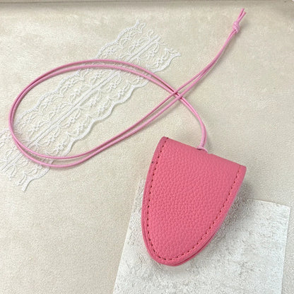 Hanging Neck Eyeglasses Storage Bag with Chain – Unisex Leather Sunglasses Case & Portable Key Holder Pendant