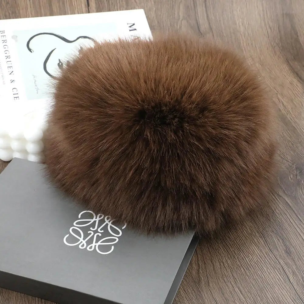 Women’s Winter Fluffy Fur Hat – Thick Warm Faux Fur Ski Cap, Russian Mink Fisherman Style, Windproof