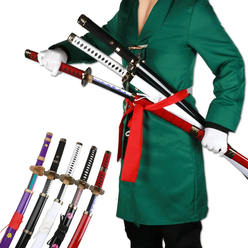 3-Piece Roronoa Zoro Katana Set – 104cm Handmade Anime Cosplay Swords (Shusui, Enma, Kitetsu) with Free Holder & Belt