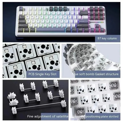 AULA F87 Pro 87-Key Mechanical Keyboard – Tri-Mode 2.4G/USB/Bluetooth, RGB, PBT Keycaps, Gasket Mount, 5-Layer Silencing, Full Key No Impact