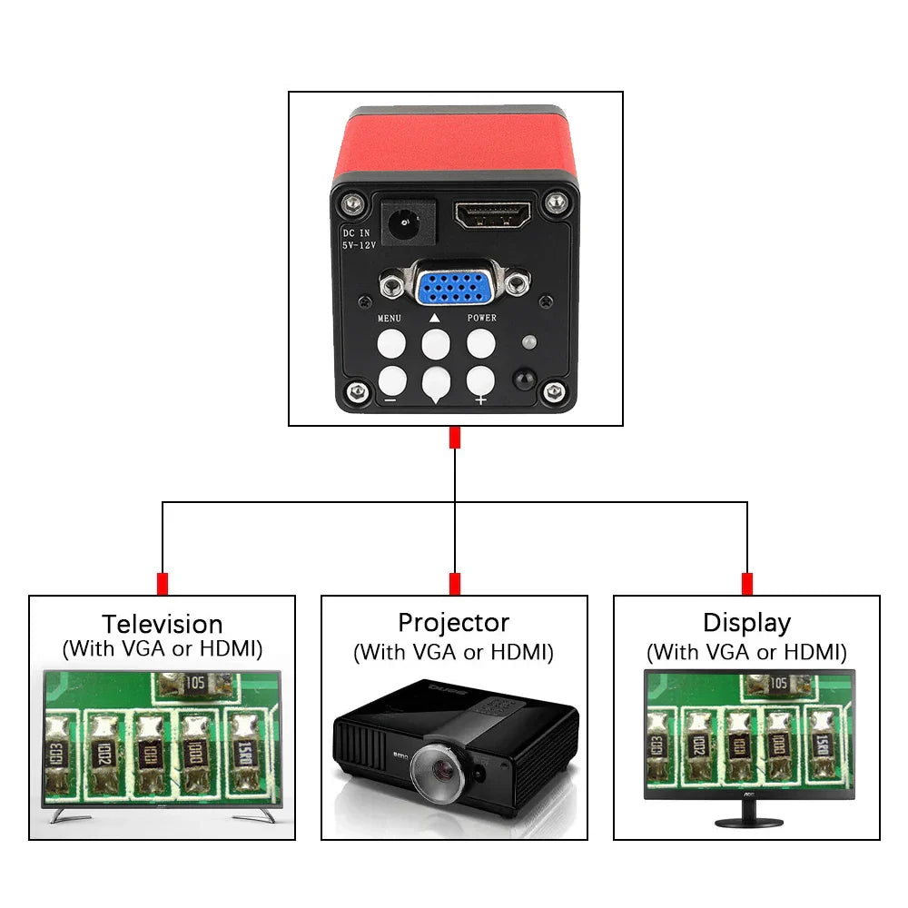 1080P 4K Digital Microscope – Full HD Industrial C-Mount Camera for PCB Welding & Mobile Phone Repair