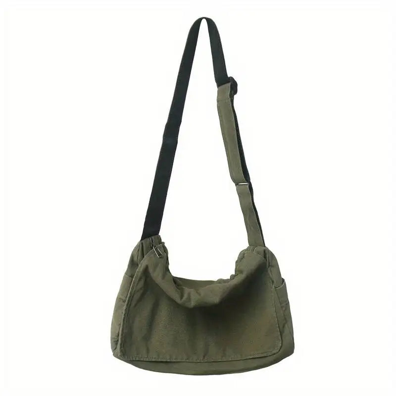 Women’s Vintage Canvas Messenger Bag – Casual Crossbody Shoulder Tote Handbag for Teenagers & Everyday Use