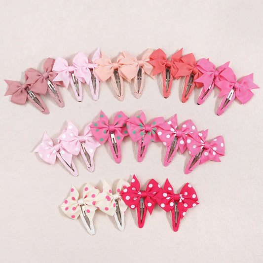 20pcs Snap Hair Clips with 2-Inch Grosgrain Ribbon Bows – No Slip Barrettes for Infant, Toddler, Baby Girls