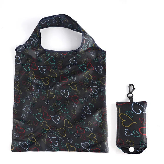 Large Nylon Shopping Bag for Women – Foldable, Eco-Friendly Reusable Tote, Grocery & Storage Handbag