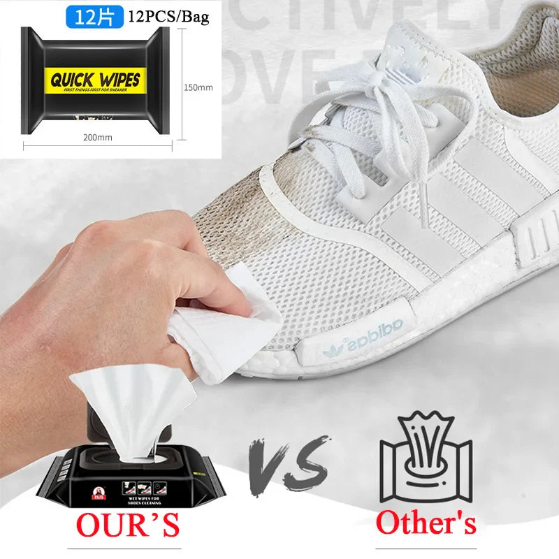12-Pack Portable Sneaker Cleaning Wipes - Quick Clean Disposable Wet Wipes for Shoes, Travel-Friendly White Shoe Cleaner Artifact
