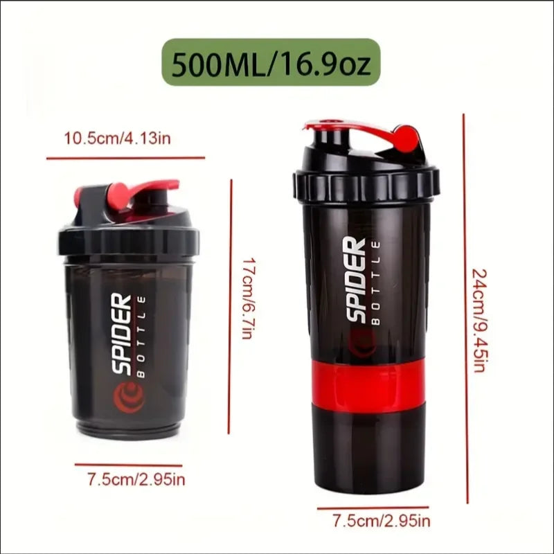 Shaker Bottle with Power Container - 2 Tier Protein Shake & Powder Sports Water Bottle for Gym & Fitness