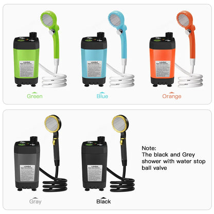 Camping Shower Pump Kit – RV & Outdoor Shower with Digital Display, Adjustable Full-Screen Shower for Backyard