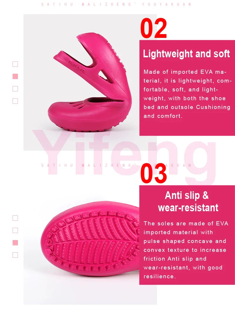 Certified Satihu Summer Lightweight Anti-Slip Clogs for Women - Flat Bottom Sandals, Nurse, Outdoor, Beach Jelly Shoes