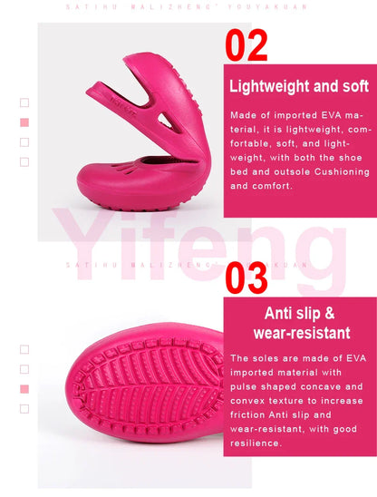 Certified Satihu Summer Lightweight Anti-Slip Clogs for Women - Flat Bottom Sandals, Nurse, Outdoor, Beach Jelly Shoes