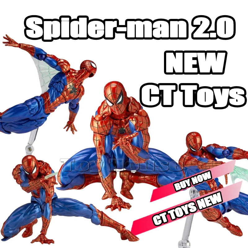New CT Toys Spider-Man Figure — Amazing Yamaguchi Spider-Man 2.0, Anti-Venom Agent Anime Action Figure, Mafex SHF Collectible Toy Gift