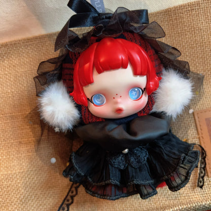 10cm Skullpanda Doll Clothes – Vintage Princess Dress Set with Headwear, Winter Symphony Series