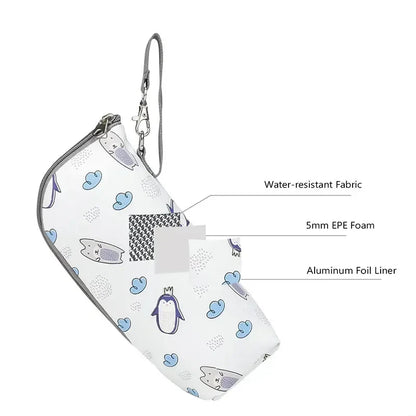 Baby Bottle Bag & Warmer – Aluminum Insulated Stroller Hanging Bag for Baby Feeding, Cups & Drinks Storage