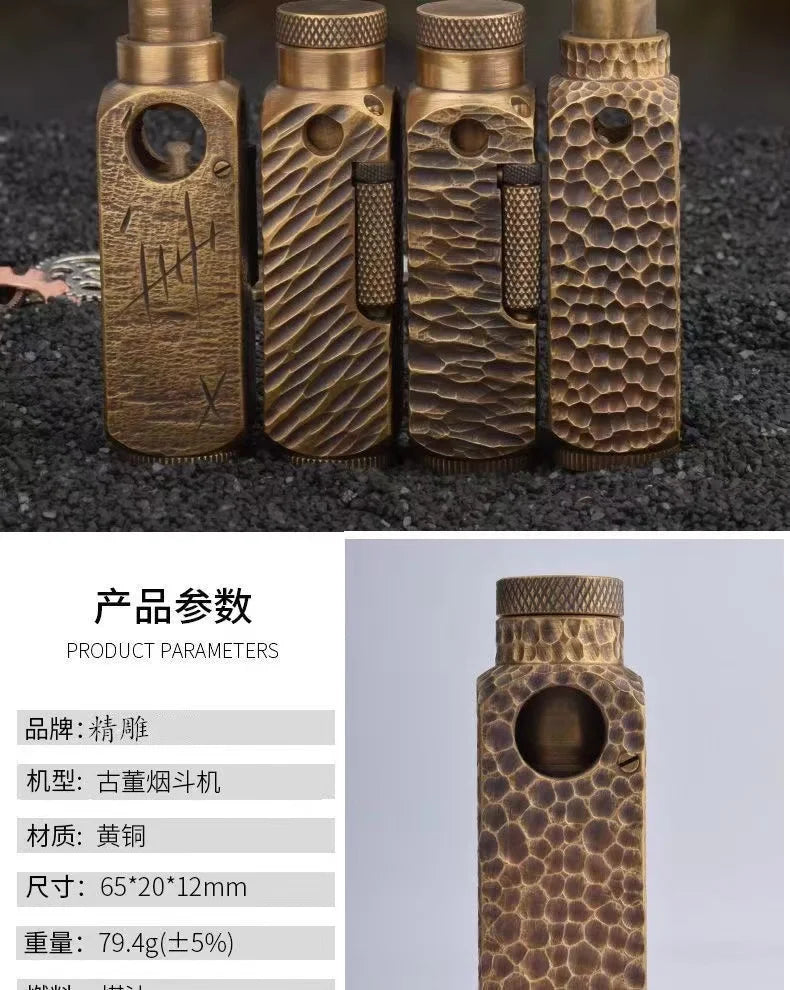 Handmade Brass Carved Trench Kerosene Lighter – Vintage Flamidor Gasoline Lighter, Heavy Men's Smoking Gift Collection