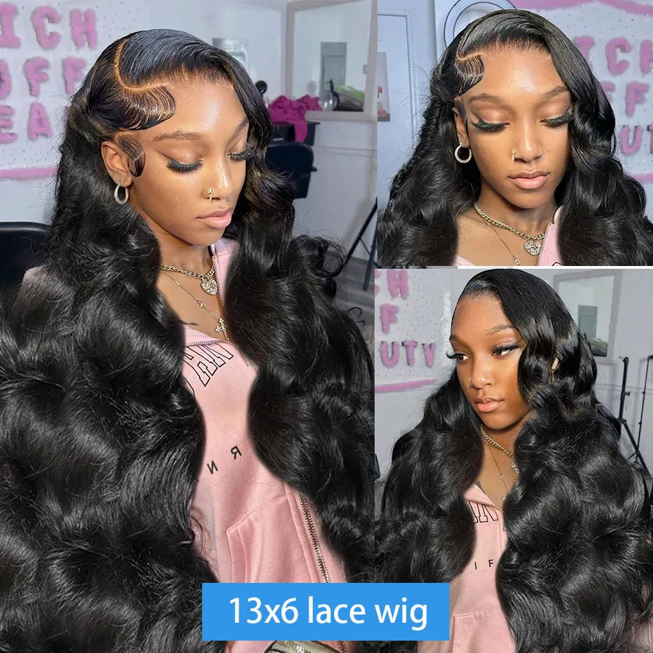 250% Density Body Wave Lace Front Wig – 13x6 Transparent Brazilian Remy Human Hair, 30-32 Inch for Black Women
