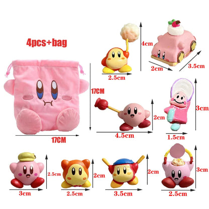 Star Kirby Action Figures — Cute PVC Toys with Cartoon Drawstring Storage Bag, Pocket-Sized Action Figures