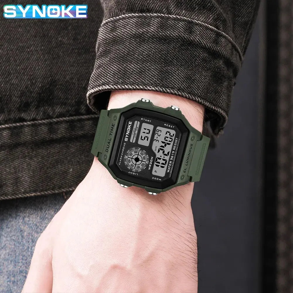 SYNOKE Digital Sports Watch – Luminous Multifunction Waterproof Chrono Wristwatch for Men & Women, Outdoor & Running, Seven Light