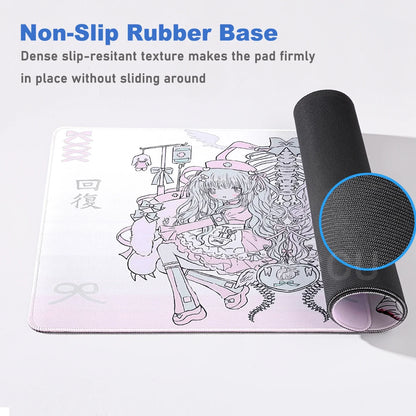 Anime Cute Angel Girl XXL Mouse Pad — Extended Gaming Desk Mat for Laptop, PC, Keyboard, Kawaii Pink Mousepad Carpet