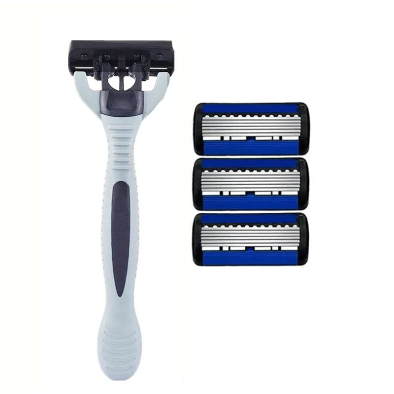 Men’s 6-Layer Stainless Steel Shaver – Classic Detachable & Reusable Razor Blade