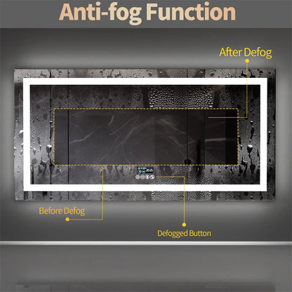 LUVODI Bluetooth LED Bathroom Mirror – Large Anti-Fog Lighted Vanity Mirror with 3-Color Modes