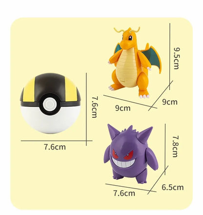 Original Pokémon Elf Ball Toys — Pocket Monsters Figures including Pikachu, Gengar, Dragonite & More