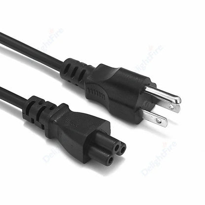 US Plug Power Cord – 3 Pin Prong C5 Cloverleaf Cable, 1.2m/4ft for AC Adapters, Laptop & Notebook