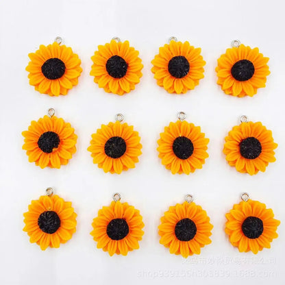 10Pcs Simulation Sunflower Charms 25/30mm for DIY Earrings, Necklace & Jewelry Making Accessories