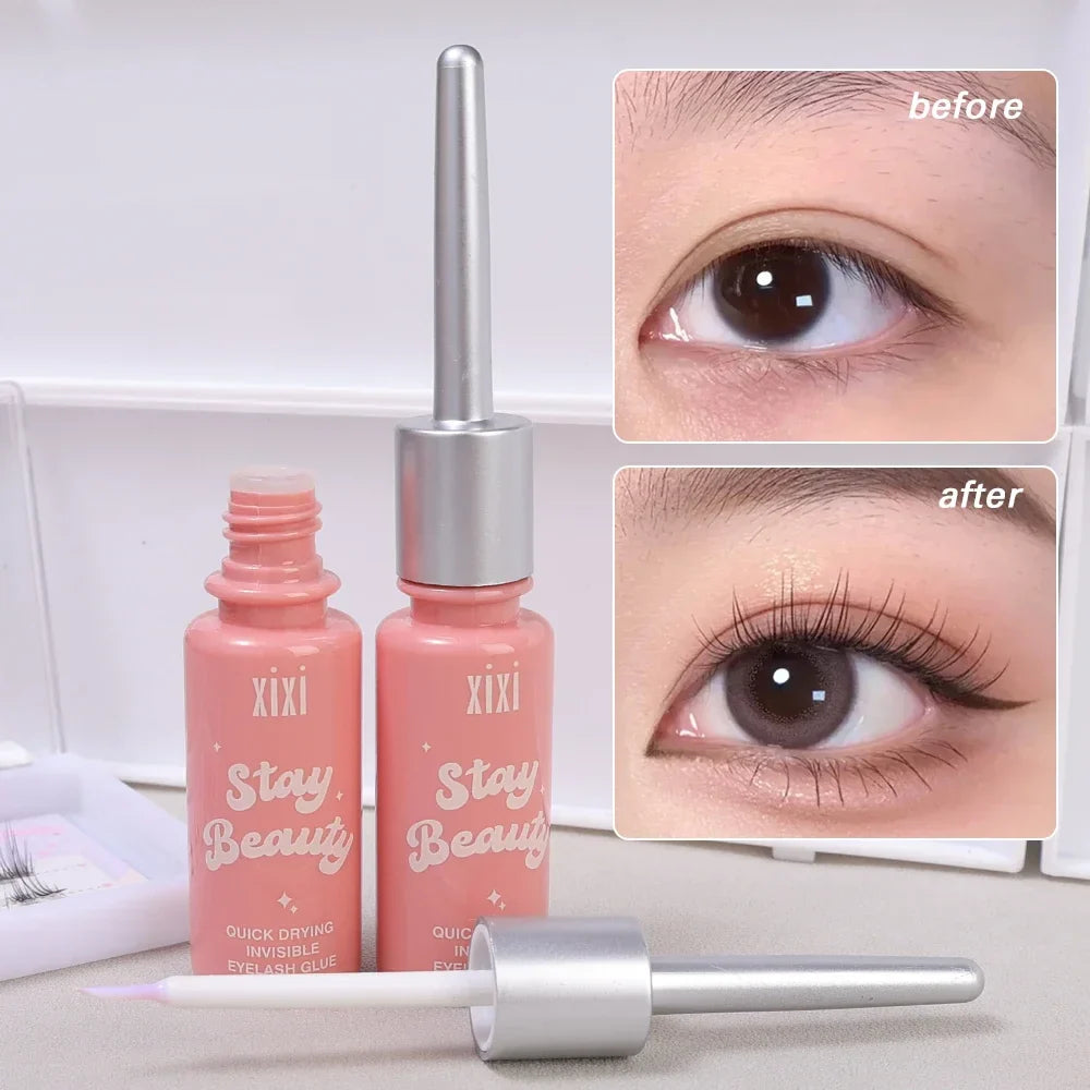 Quick-Dry Invisible Eyelash Glue – Transparent, Waterproof, Self-Adhesive Extension Glue for Natural Fake Eyelashes Makeup