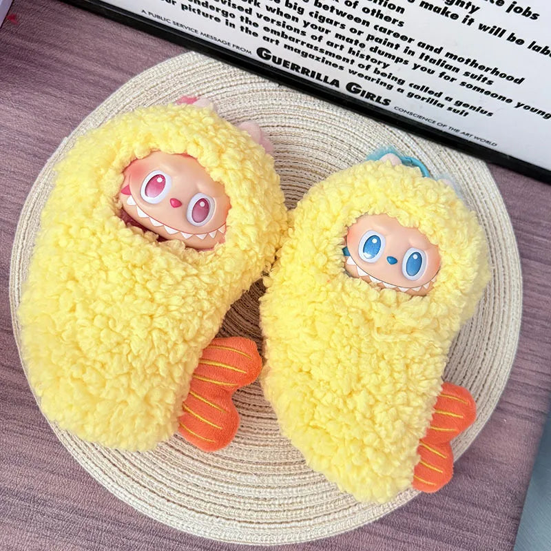 Labubu Doll Clothes – Fried Shrimp Onesie Yellow Outfit for 1st-3rd Gen 17cm Labubu Sitting Dolls Party Wear