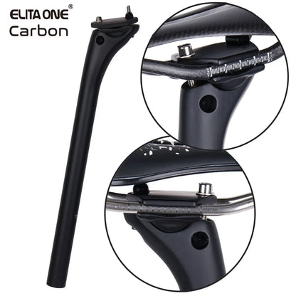 ELITAONE MTB Carbon Seat Post - 31.6/27.2mm, 20mm Offset, Road Bike Carbon Fiber Seatpost with Base Cover