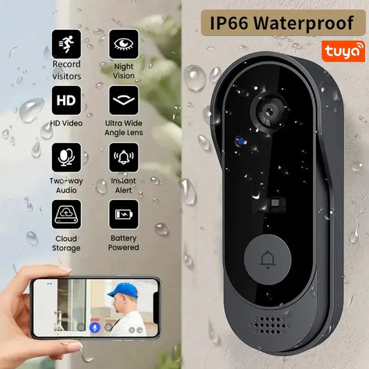 Tuya Smart WiFi Video Doorbell with Camera – Wireless HD Outdoor Security Intercom with Night Vision & Phone Access