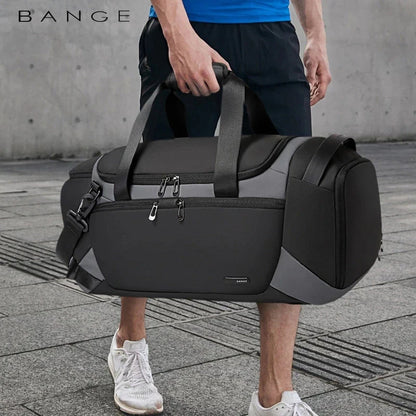 BANGE Waterproof Sports Gym Bag for Men - Fitness Training & Outdoor Dry Wet Separation Travel Bag