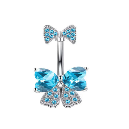 Stainless Steel CZ Belly Button Piercing – Heart & Butterfly Navel Barbell Jewelry for Women Sexy Navel Ring