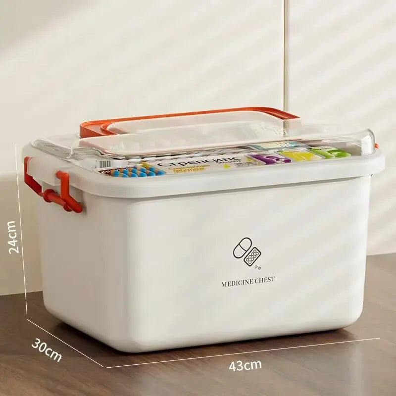 Large Capacity Medicine Box – Portable Home First Aid Kit with Multi-Layer Drug Storage for Family Emergencies