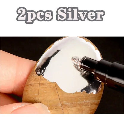 1/2pcs Mirror Marker Pen – DIY Reflective Chrome, Gold, Silver Paint for Car Styling, Art & Craftwork