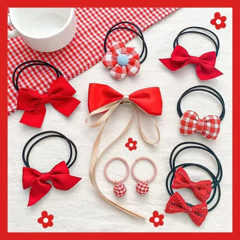 10 Pcs Baby Girl Flower Hair Bands Set – Cute Colorful Soft Scrunchies Ponytail Holders for Kids