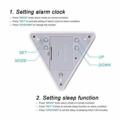 Triangular Digital LED Table Clock – 7-Color Changing Display, Temperature, Week, Alarm for Bedside & Room Decor