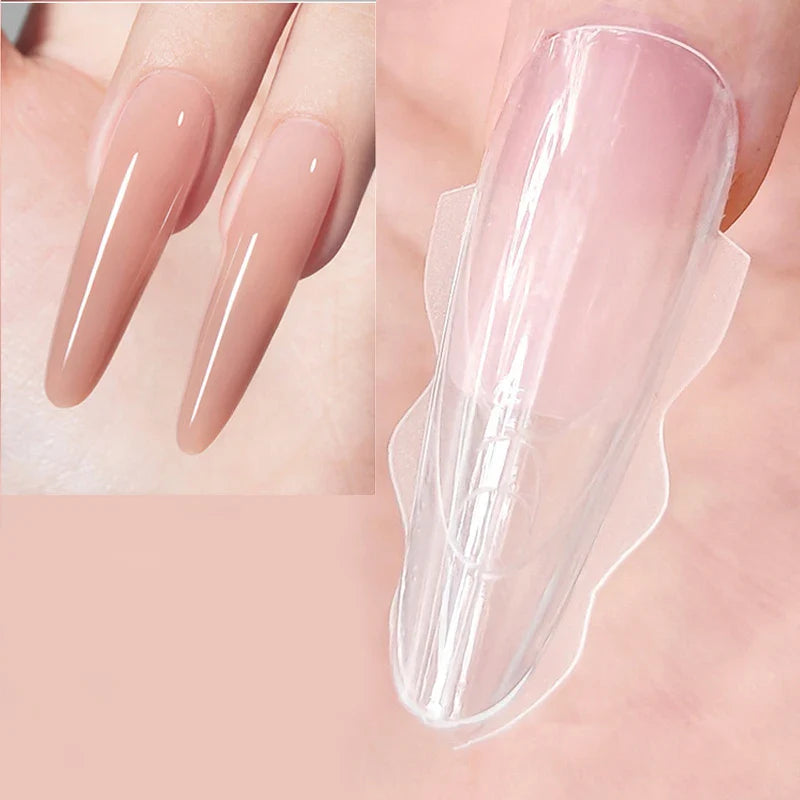180pcs Sandwich Dual Nail Forms – 15 Sizes Coffin & Almond Nail Extension Molds for Manicure, Top & Bottom Forms