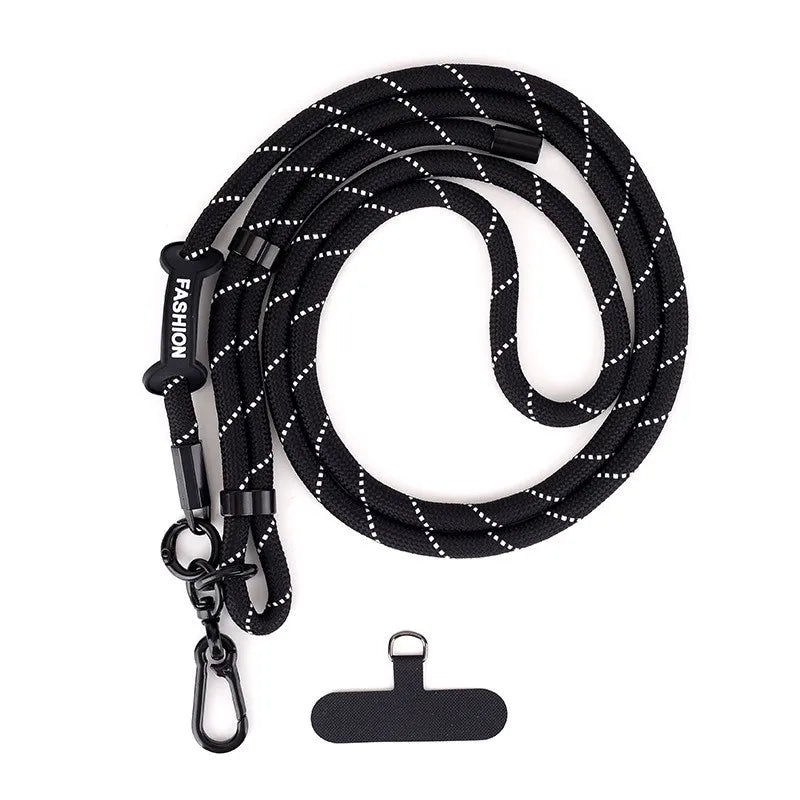 Adjustable Mobile Phone Strap Lanyard — Crossbody Neck Rope with Patch for iPhone & Cell Phone Hanging Cord