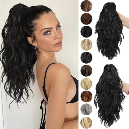 LUPU 14" Synthetic Curly Claw Clip-In Ponytail – Heat-Resistant Fashion Hair Extension for Daily Wear, Halloween & Holidays