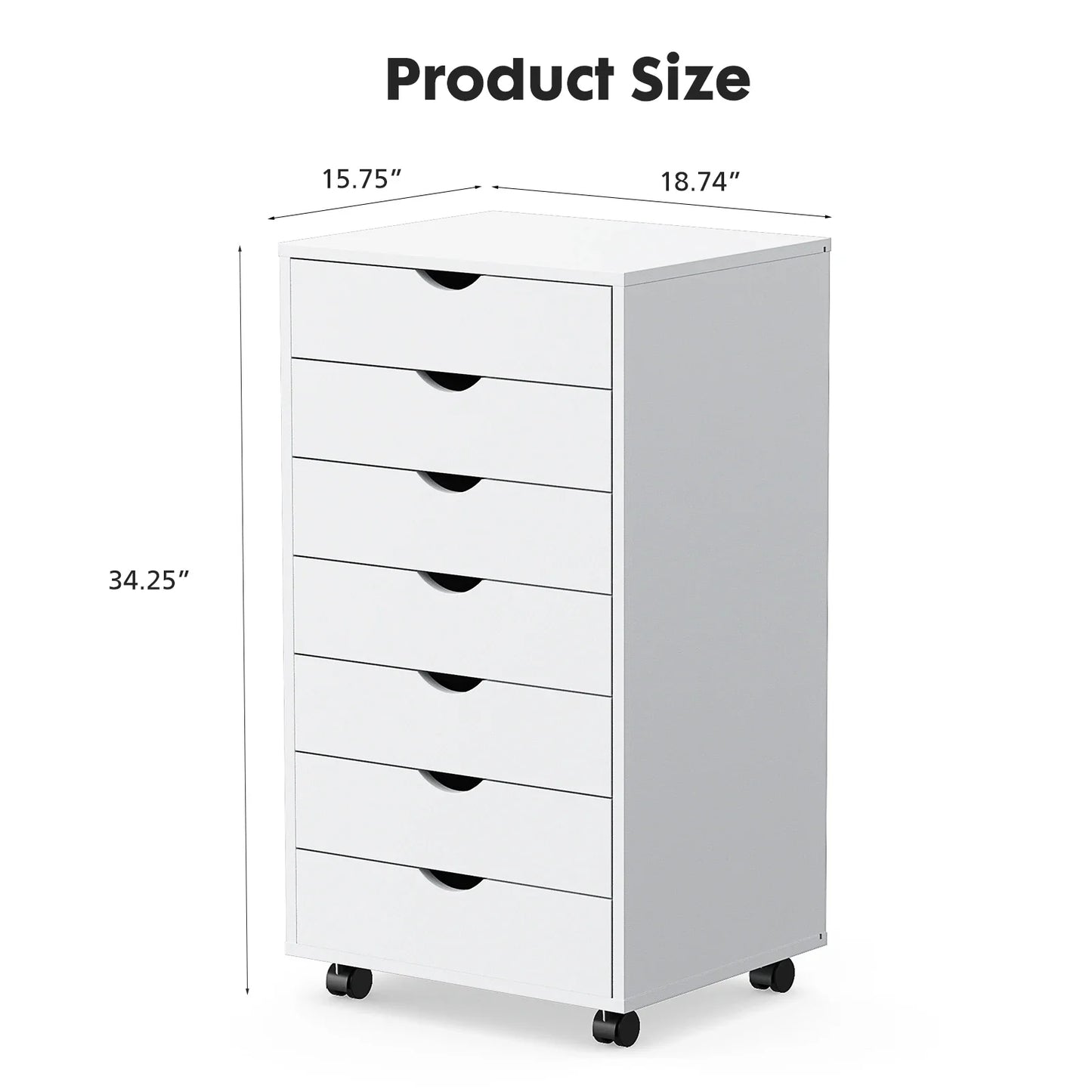 7-Drawer Wooden Chest – Mobile Storage Cabinet with Wheels, Nightstand & Office Organizer for Living Room