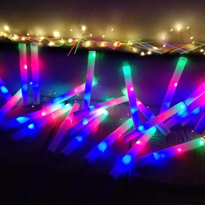 30 Pcs LED Foam Glow Sticks – White Light Flashing Cheer Batons for Wedding & Party Supplies, Glow in the Dark